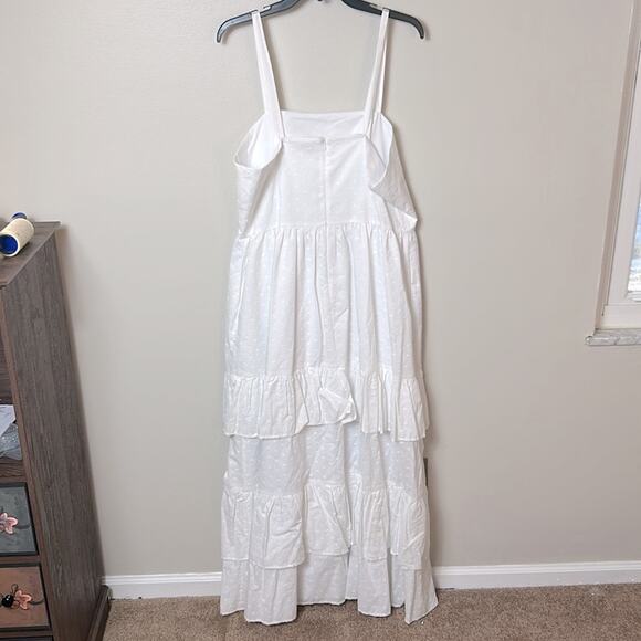 NWT Corey Lynn Calter Marisol WHITE dotted ruffle tier maxi dress - Picture 7 of 13